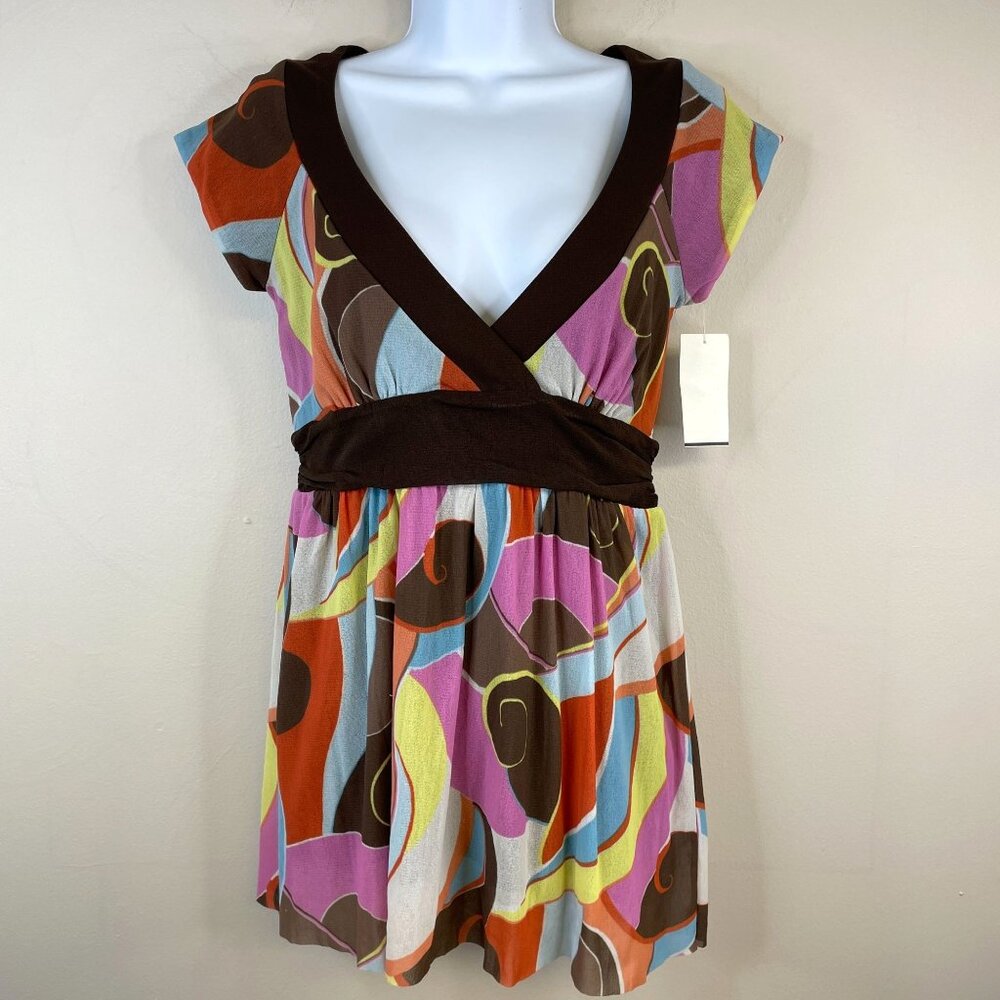 Vintage Y2K Weston Wear Top NWT Medium Babydoll Mesh Mod Party Bow Back Retro